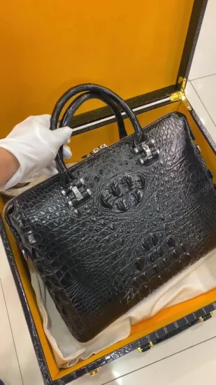 Porte-documents en cuir véritable Crocodile pour hommes, pochette de luxe, sac d'affaires