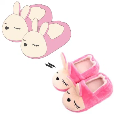 Pantoufles de lapin de dessin animé pour enfants, chaussures chaudes d'intérieur pour enfants, maison Non